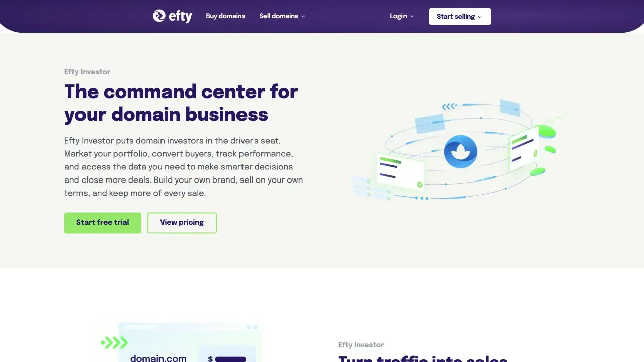 Efty Investor website homepage captured in July 2026