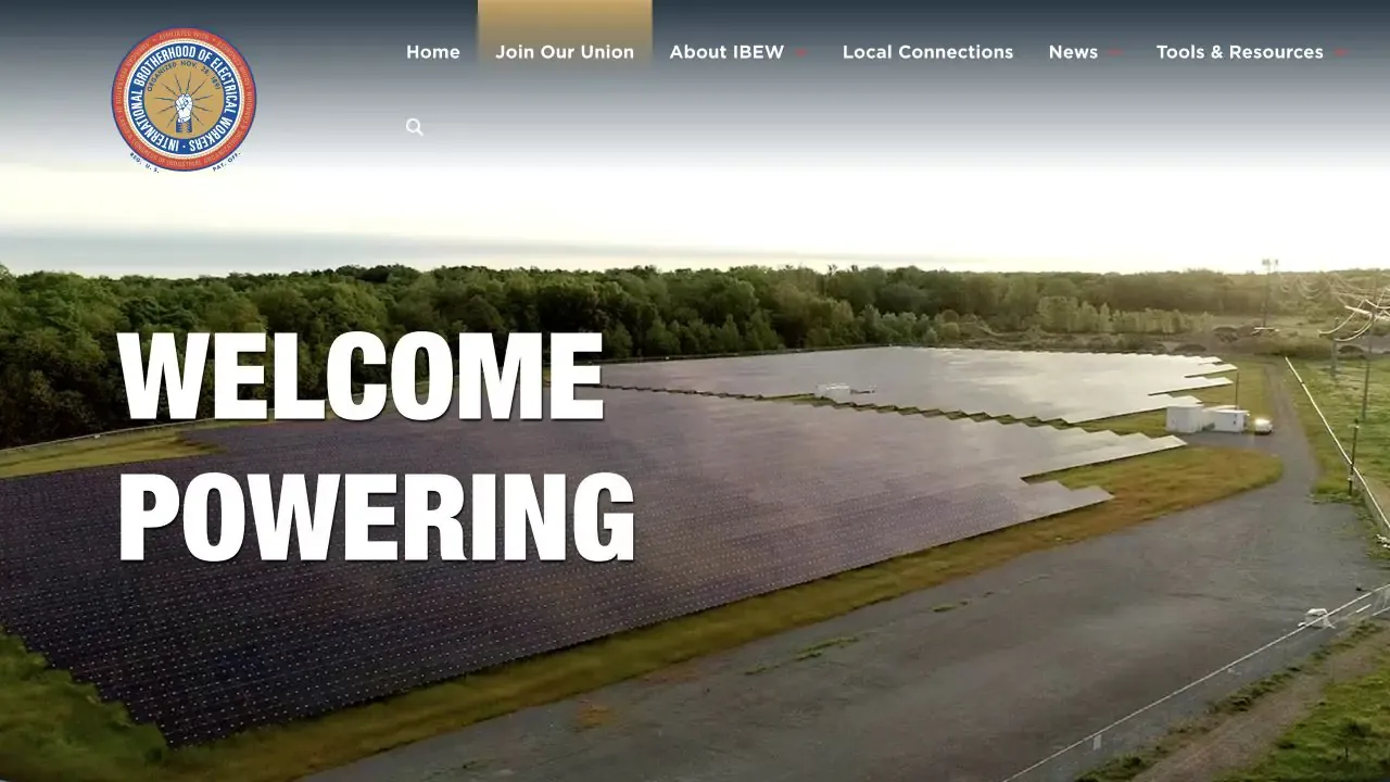 IBEW website homepage captured in July 2026