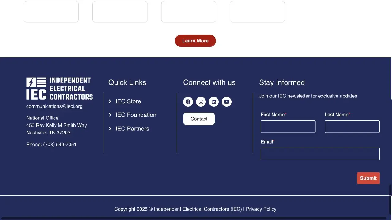 IEC website homepage captured in July 2026