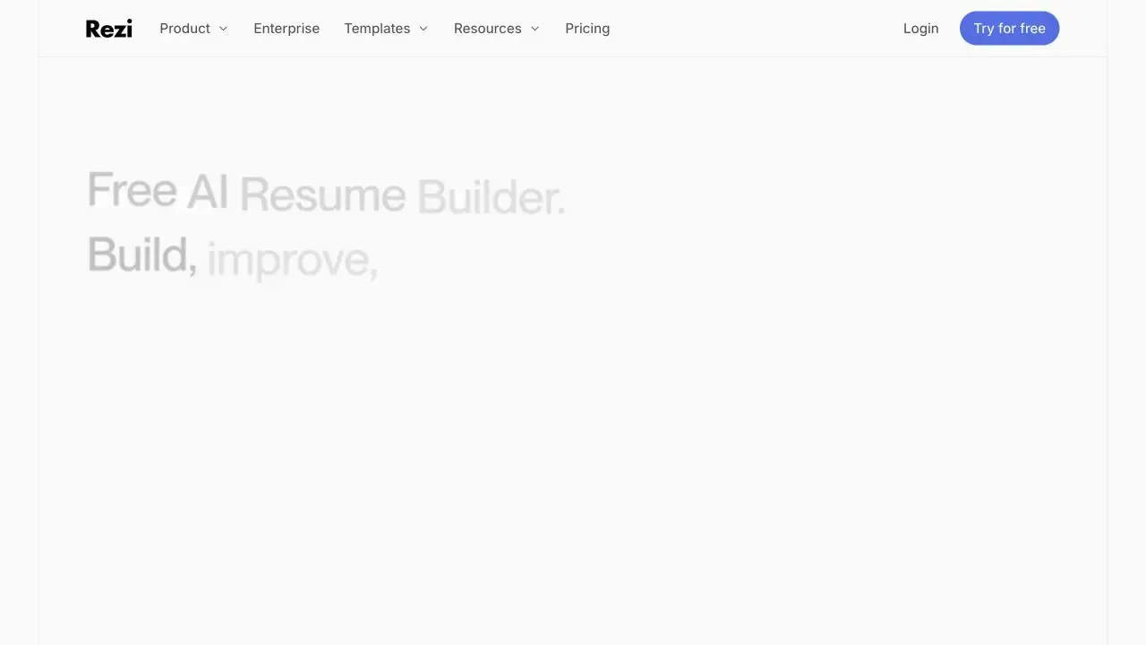 Rezi website homepage captured in July 2026